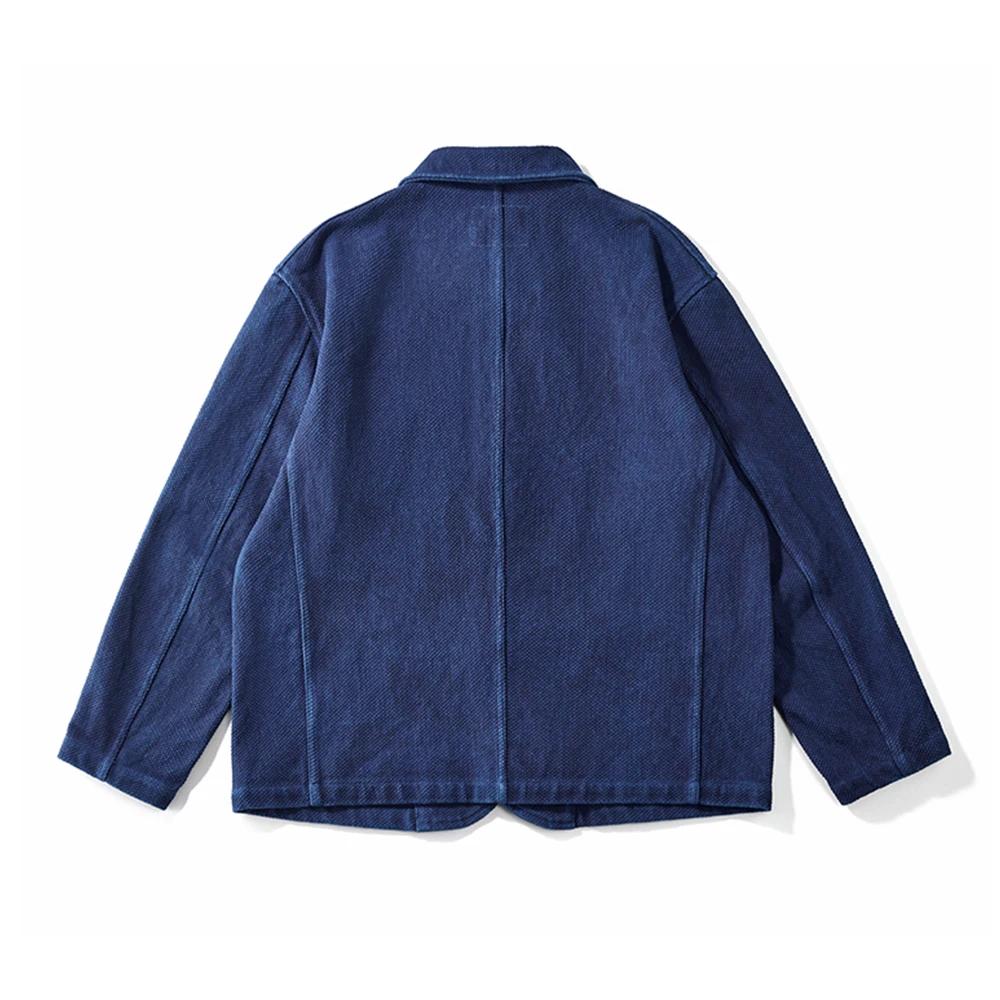 Veste Indigo poids lourd hommes automne hiver vêtements de travail Vintage veste d'outillage bleu te
