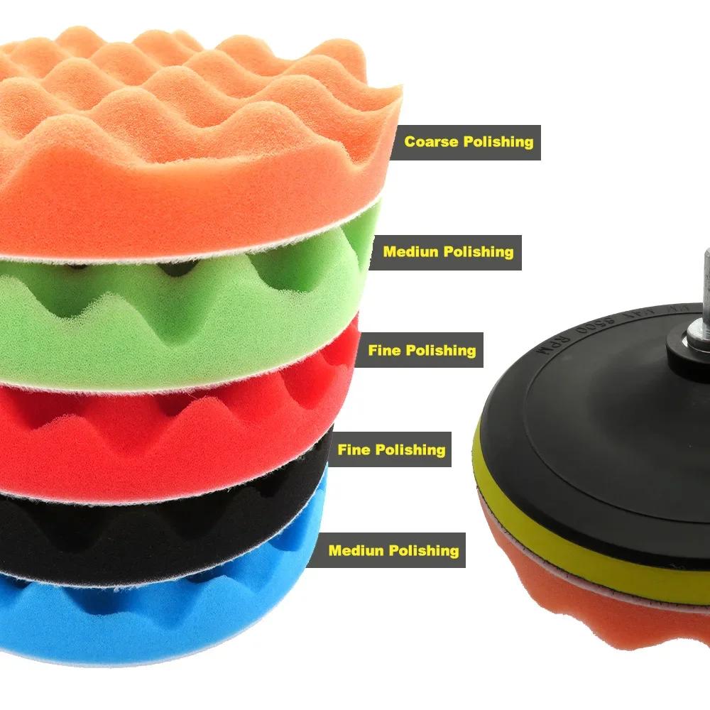 Tampons de polissage éponge, ensemble de 8 pièces, plaque de support 3 "5'' 6'' 7 '', Kit de coupe d