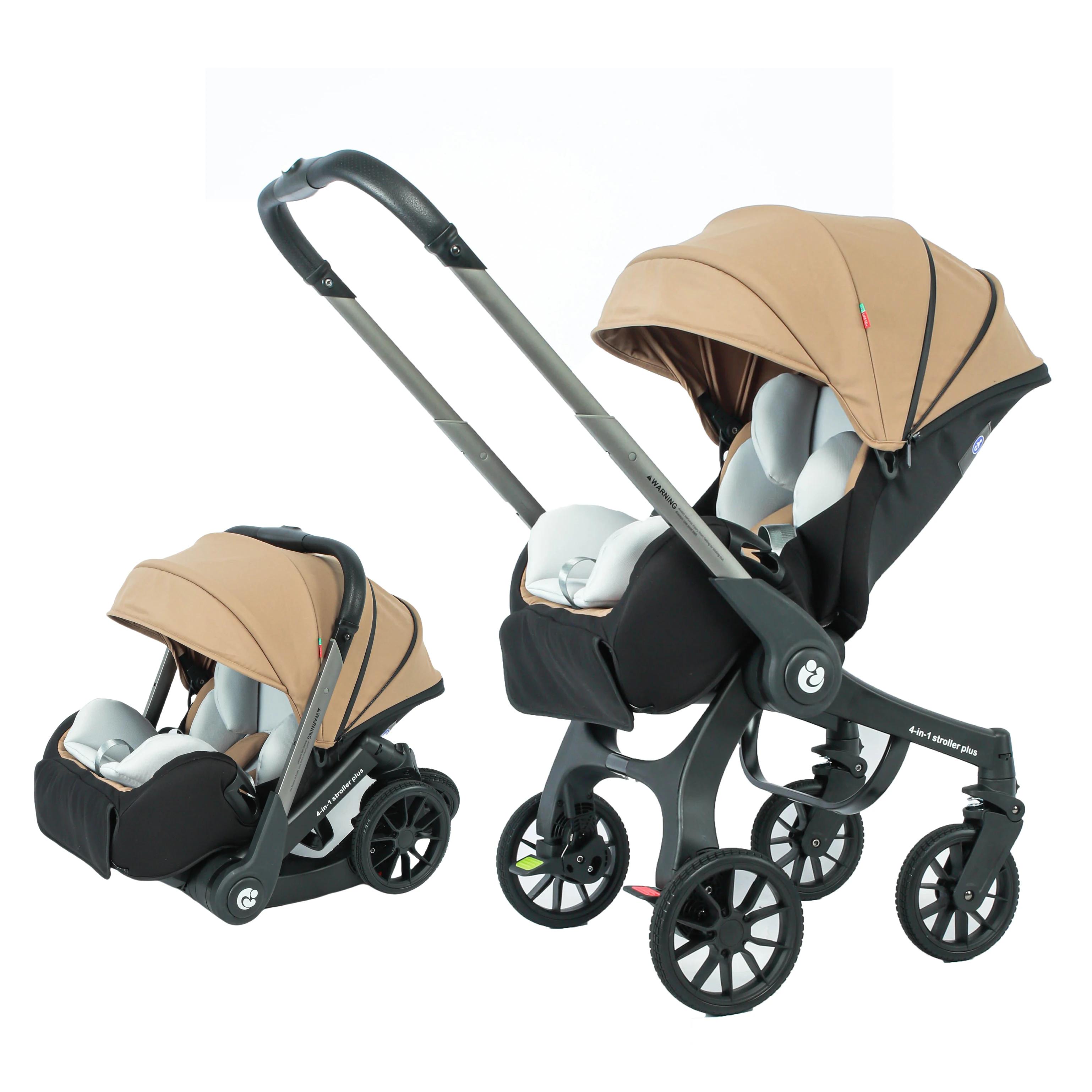 UE en stock 4In1 bébé poussette, poussette multifonctionnelle pliable avec siège auto bébé voiture c