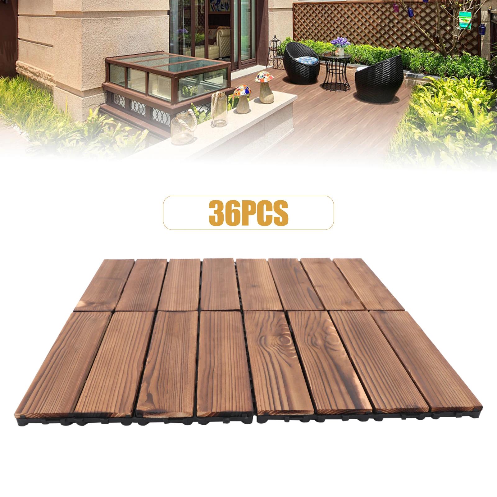 Paquet de 36 carrelage de sol de terrasse de Patio en bois dur carrelage de sol à emboîtement extéri