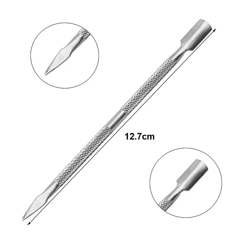 1Pcs En Acier Inoxydable Double Tête Cuticule Pusher Manucure Outils pour Ongles Vernis Colle Cuticu