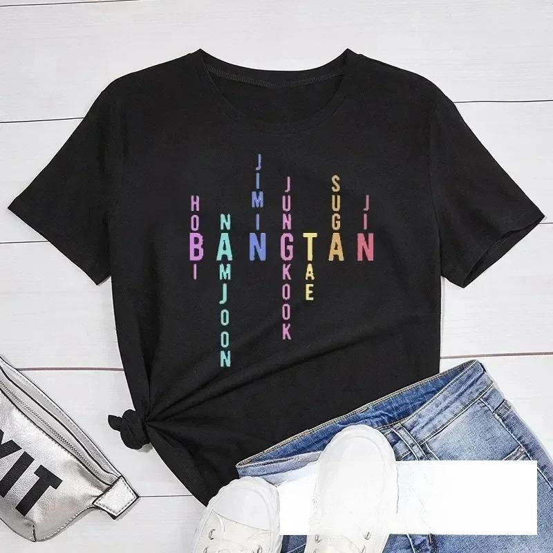 Nueva camiseta con imprimé de letras para mujer camiseta informal de moda versión coreana para mujer
