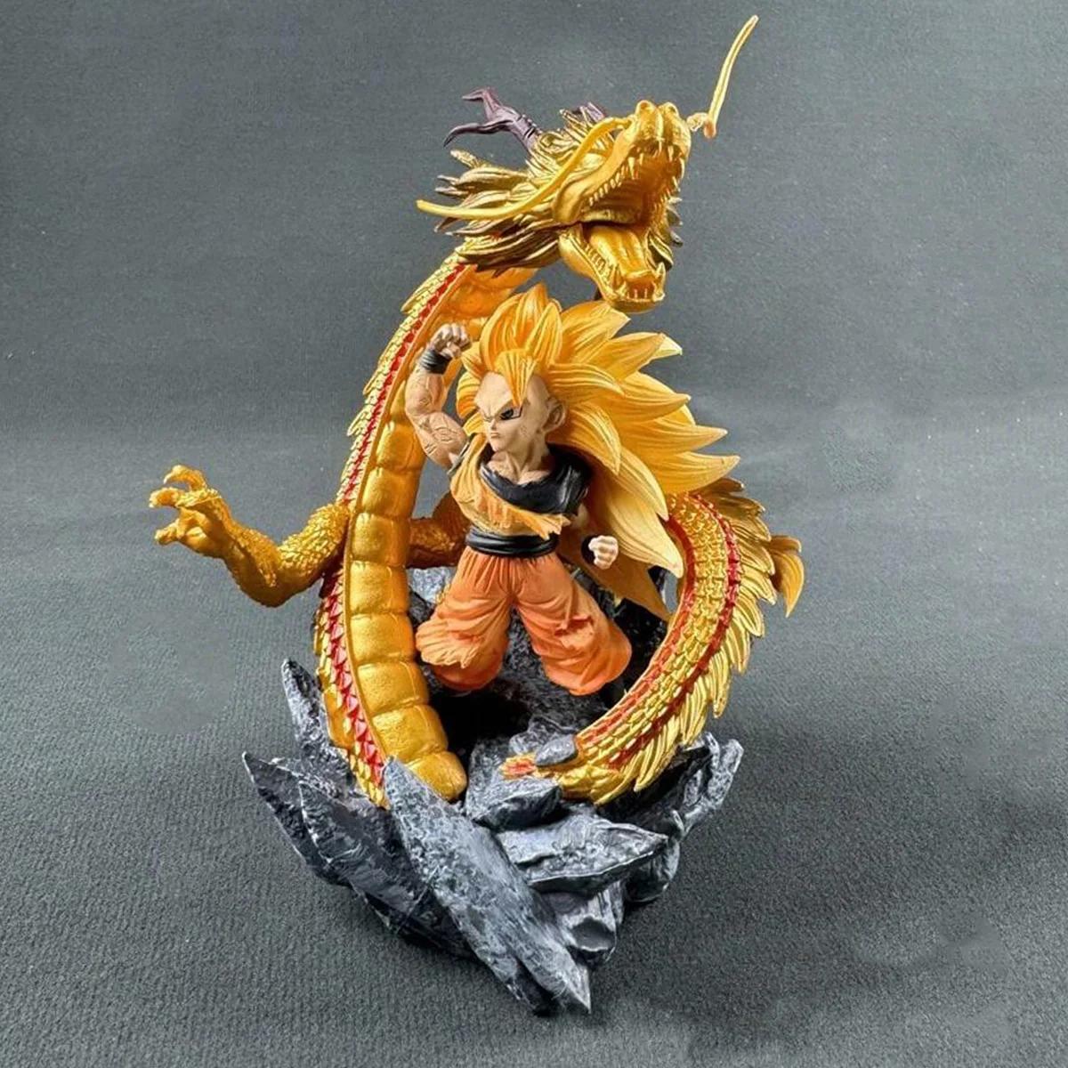 Q Version Dragon Ball Z Figure Ssj3 Goku figurines Dragon poing Explosion 14CM PVC GK Statue modèle 