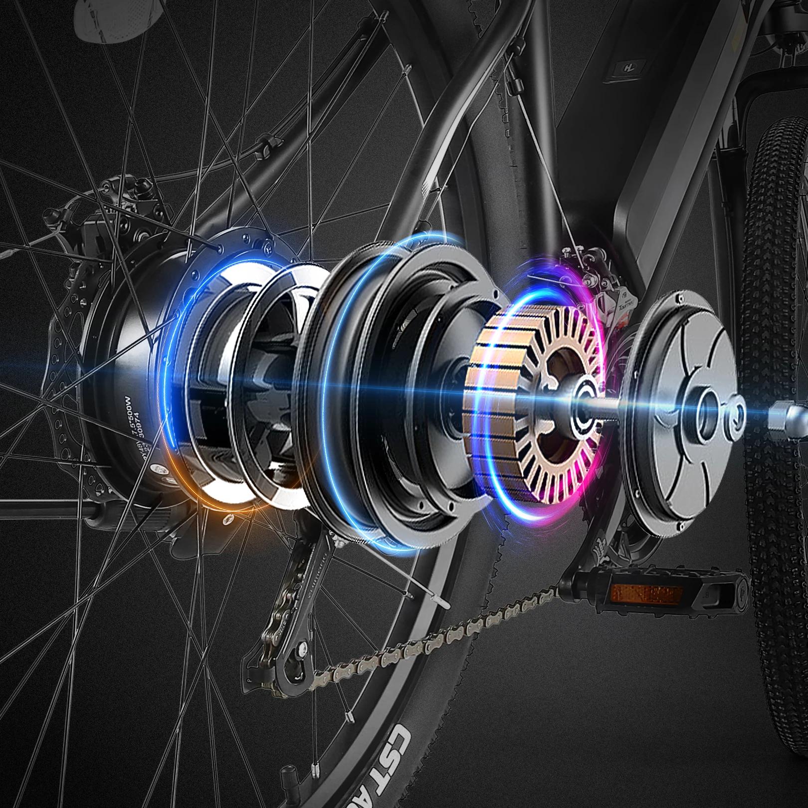 Vélo électrique 27.5 pouces pour adultes, avec moteur Patricia 500W, batterie perfective 49,2 WH, fo