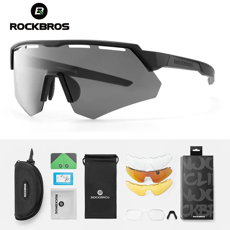 ROCKBROS – lunettes de vélo polarisées pour hommes et femmes, 4 lentilles, vtt, cyclisme sur route, 