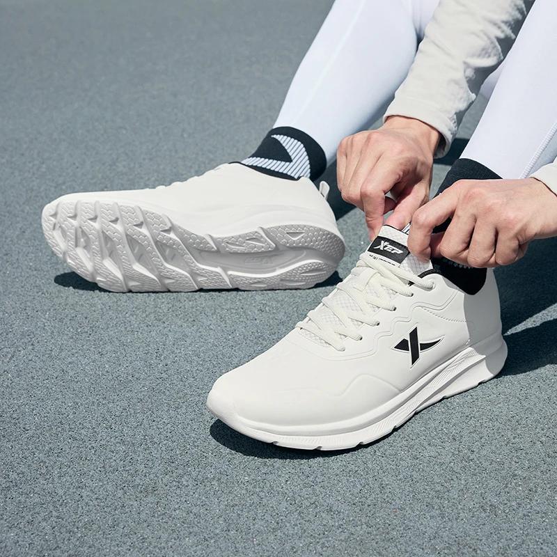 Xtep chaussures de course pour hommes hiver en cuir chaussures de sport imperméables amorti résistan