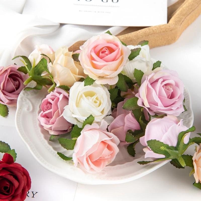 100 pièces fleurs artificielles bricolage boîte à bonbons gâteau décor à la maison couronnes décorat