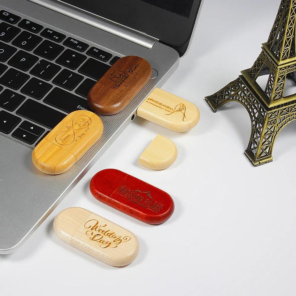 JASTER 10 PCS LOT USB Flash Drives 128GB boîte en bois Pen Drive 64GB gratuit Logo personnalisé Memo