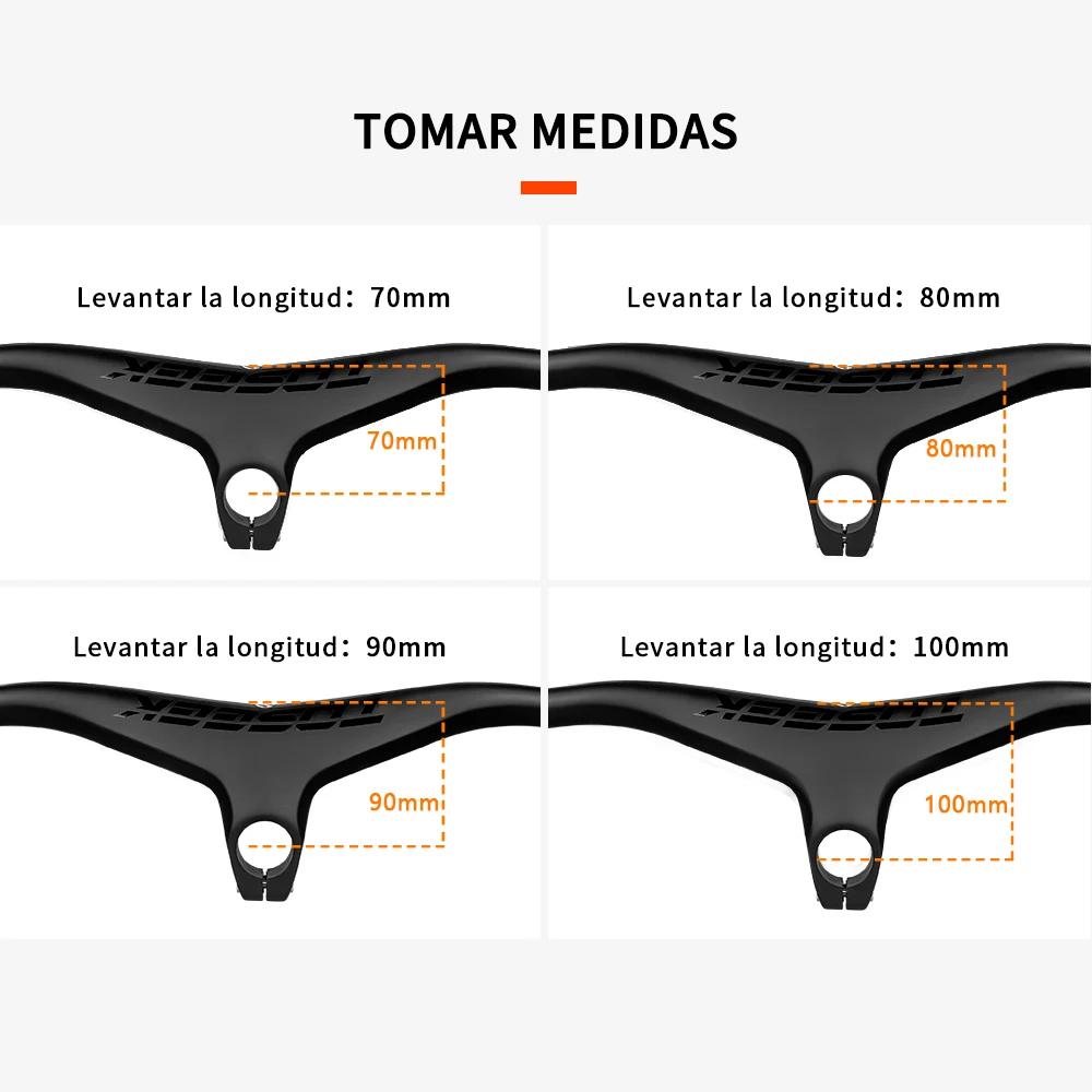 Guidon intégré carbone TOSEEK VTT 28.6mm -17° tige 660-800mm réglable pour vélo tout terrain