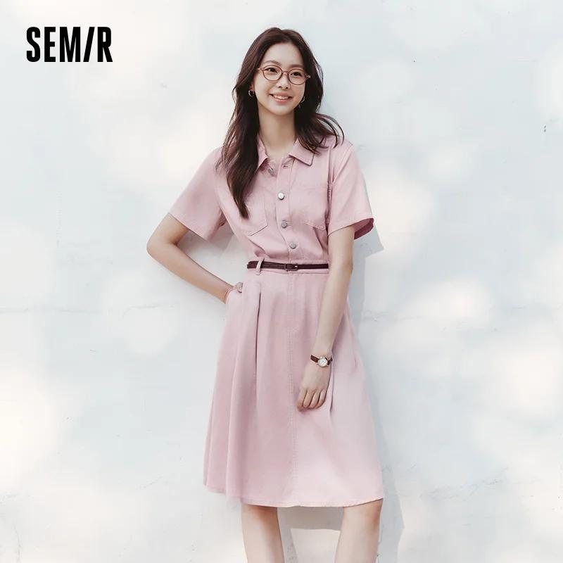 Robe en jean Semir pour femme, taille cintrée, boutonnée, nouvelle collection été 2025, robe midi ra