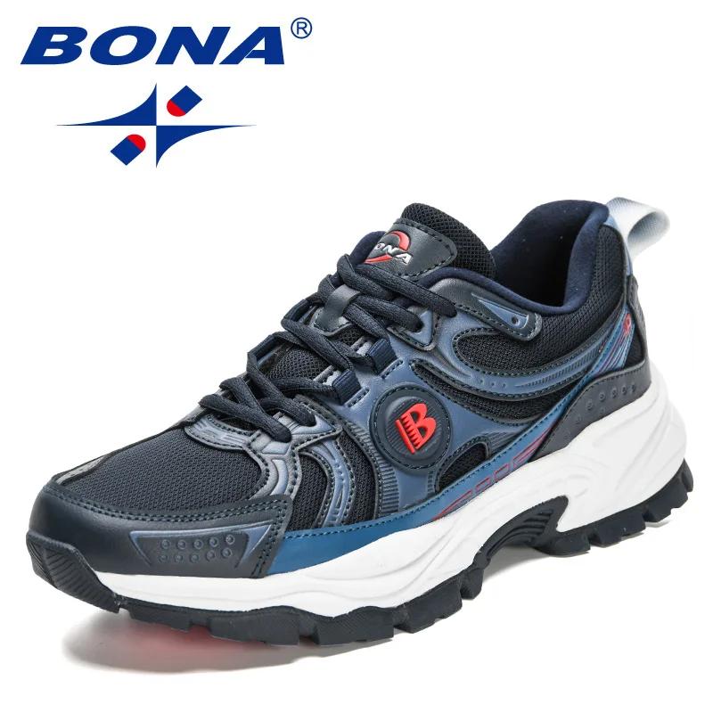 BONA nouveaux créateurs Action cuir maille chaussures de Jogging hommes respirant chaussures de cour