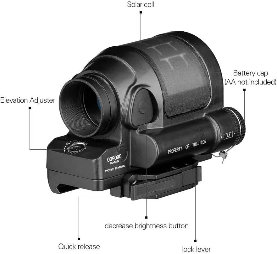 Lunette de visée à point rouge avec monture QD, système d'alimentation solaire, lunette de visée opt