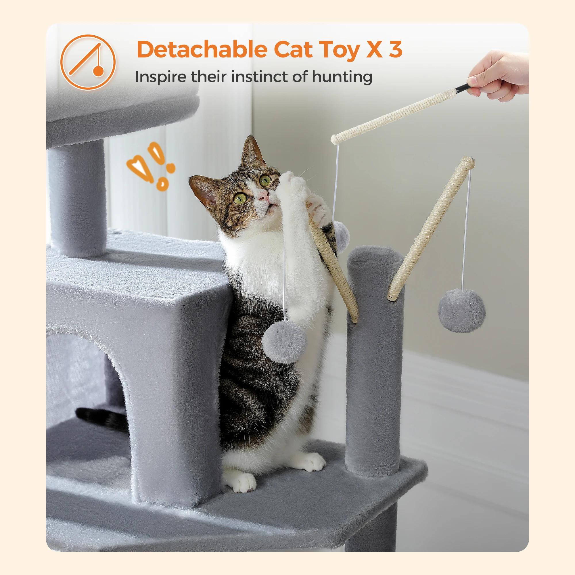 Grand arbre à chat pour grands chats d'intérieur, tour de chat haute pour gros chats avec hamac supe