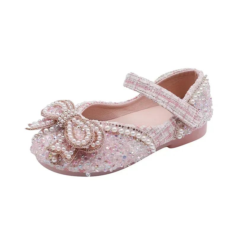Sandales pour filles, mode, paillettes, strass, nœud, chaussures de princesse pour bébé fille, sanda