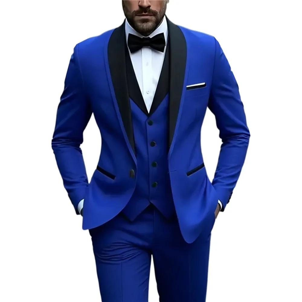 Ensemble de costume 3 pièces pour hommes, veste + gilet + pantalon, à la mode de haute qualité, adap