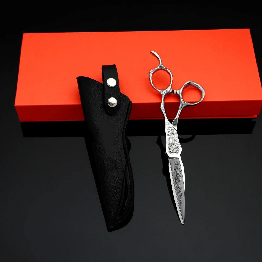 Ciseaux de barbier professionnels en acier vg10, 6 pouces, poignée sculptée en 3D, accessoires de pe