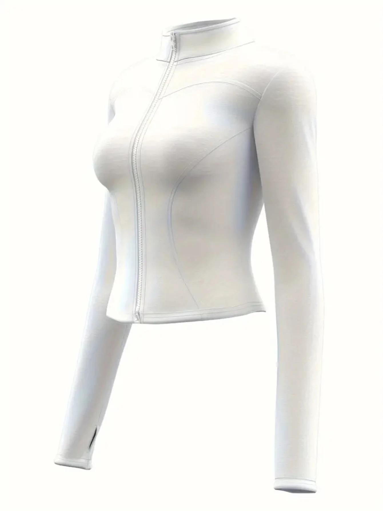 Vêtements de yoga pour femmes - Manteau sportif d'automne et d'hiver col montant à manches longues