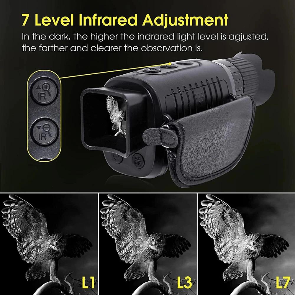 Appareil de vision nocturne monoculaire, caméra infrarouge HD 1080P, n'aime lumineux numérique 5X, t