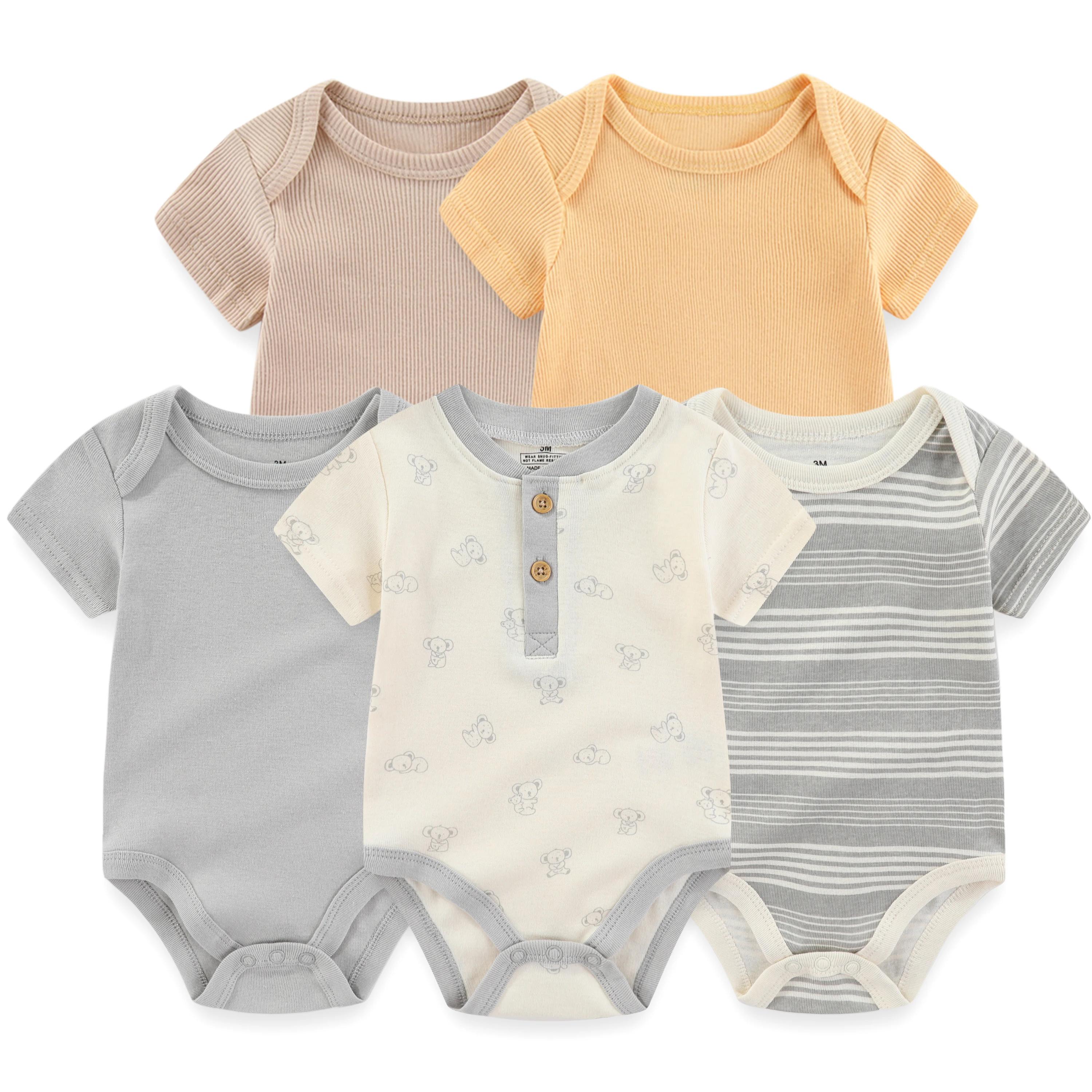 Lot de 5 bodys mignons de dessin animé pour bébés garçons et filles de 0 à 12 mois, combinaisons uni