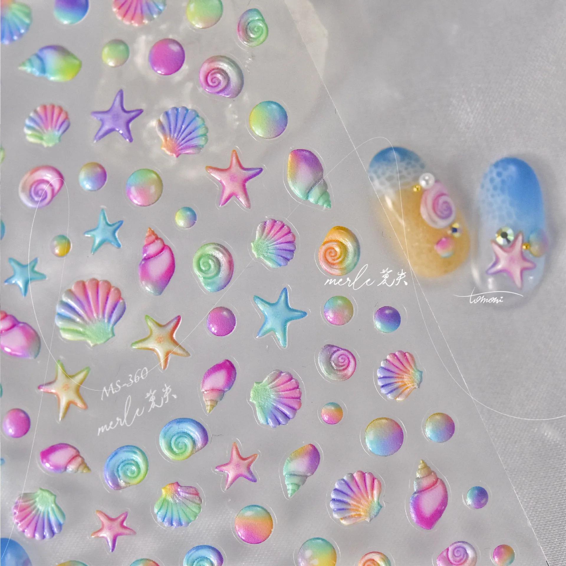 Autocollants de manucure auto-adhésifs 5D, bulles de méduse Bagful colorées, anneaux de natation, ét