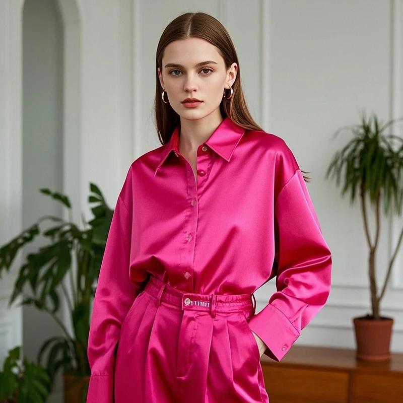Coréen bureau dame tendance chemise décontractée Blouses élégantes pour les femmes Satin multicolore