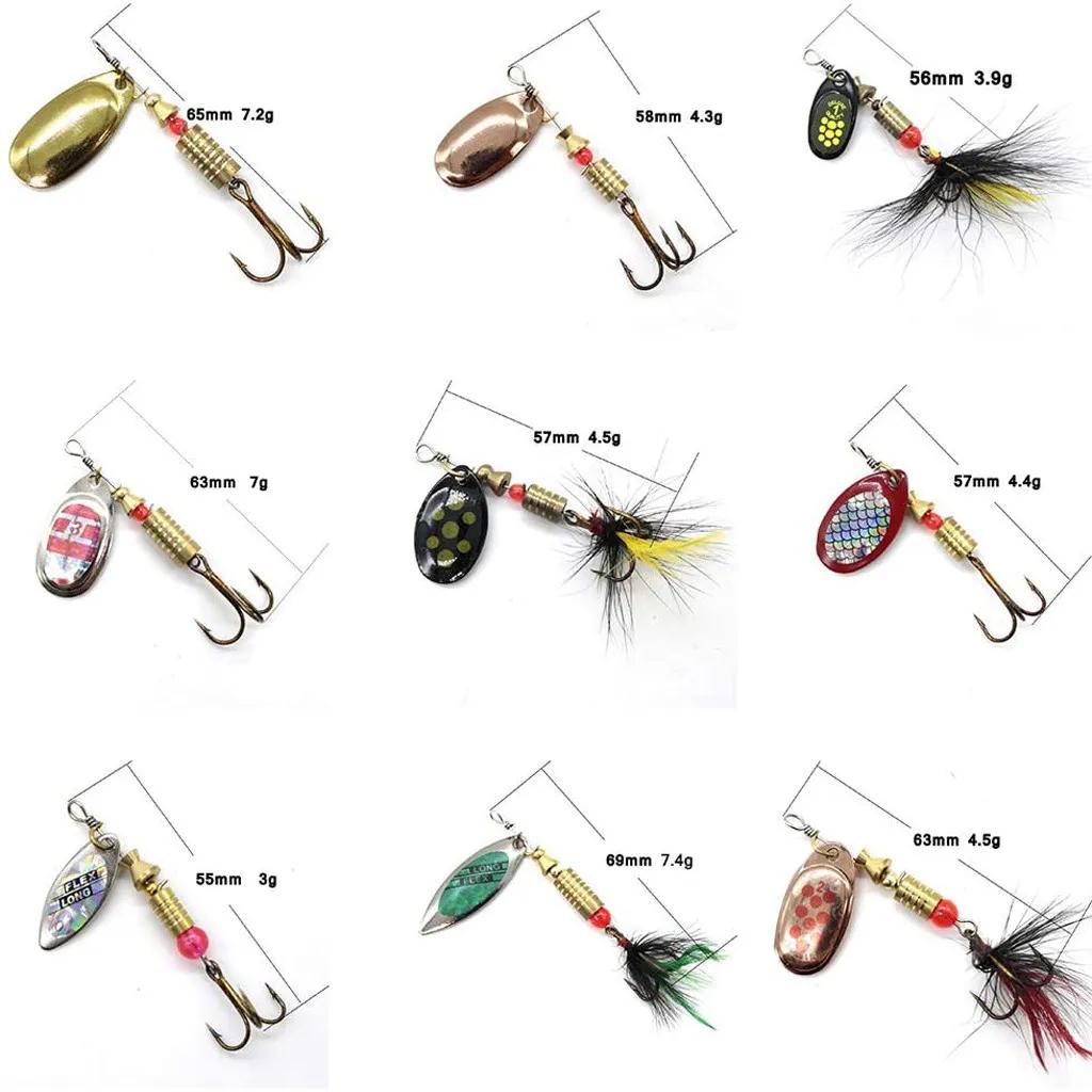 10 pièces en boîte cuillère rotative Kit leurre leurres de pêche appâts artificiels hameçons en méta