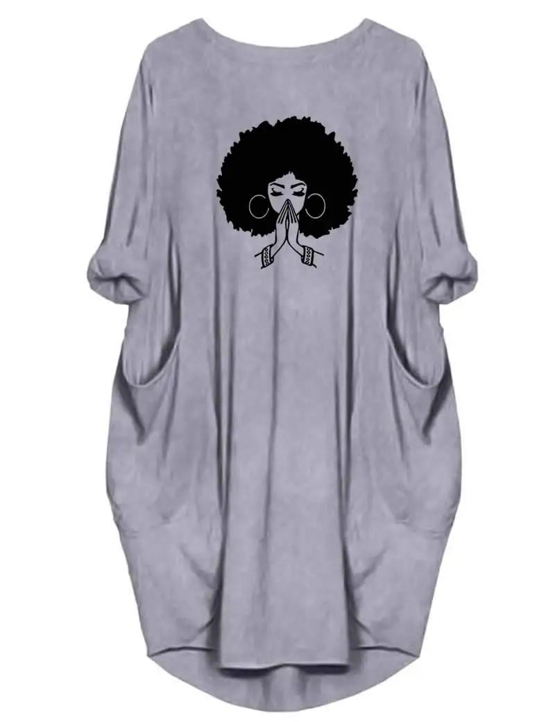 Robes décontractées amples à manches courtes et col rond pour femmes, grande taille