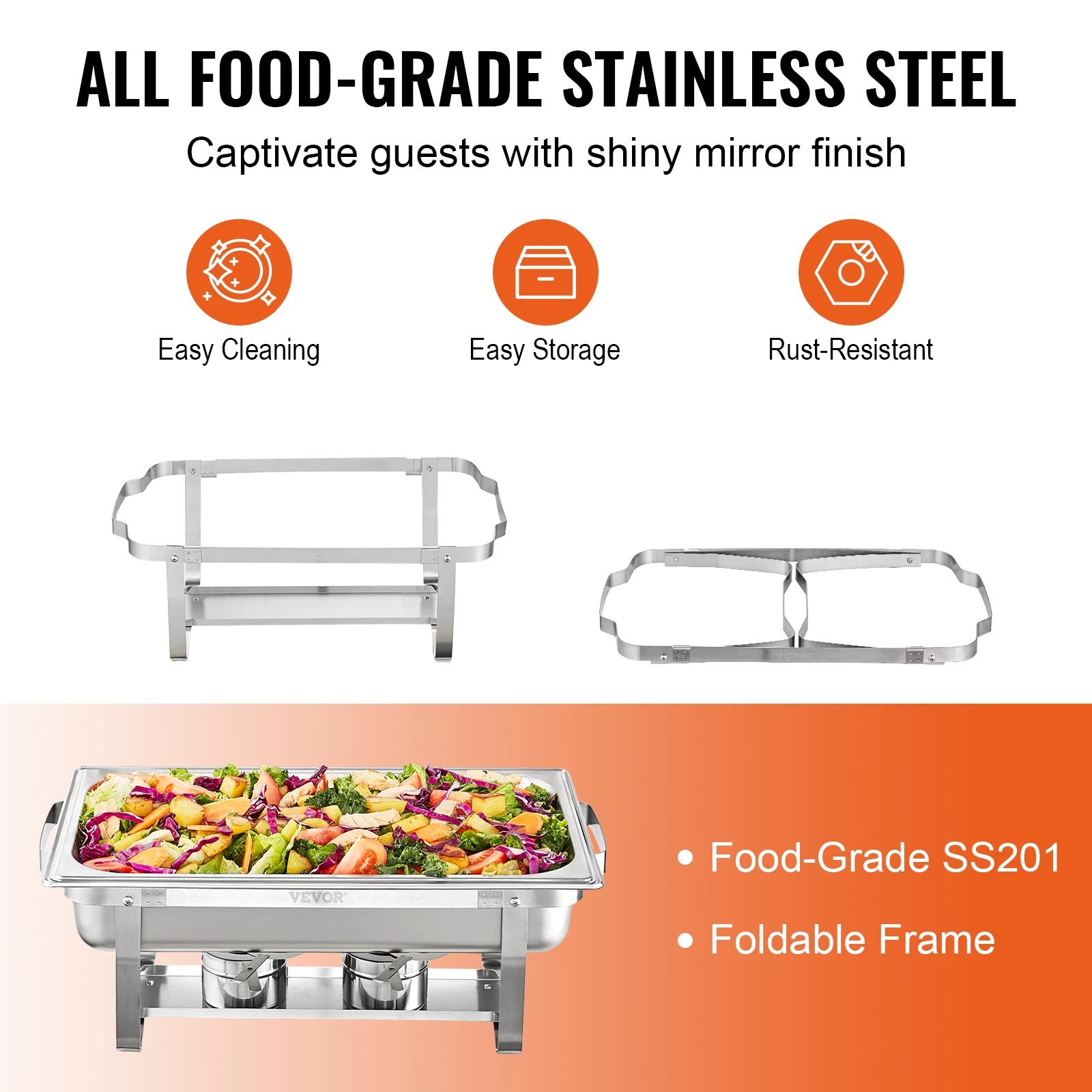 SucceBuy – réchaud rectangulaire 8QT, 4/6 paquets, chafer en acier inoxydable avec poêles pleine tai