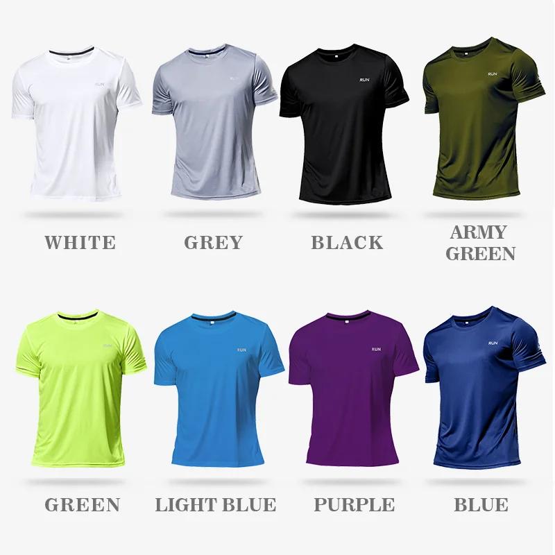 Haute qualité Polyester hommes course t-shirt séchage rapide Fitness chemise entraînement exercice v