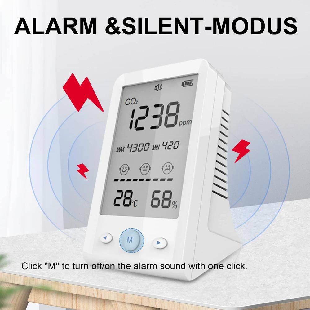 NDIR Co2 mètre alarme température humidité détecteur 3 en 1 moniteur de qualité de l'air analyseur d