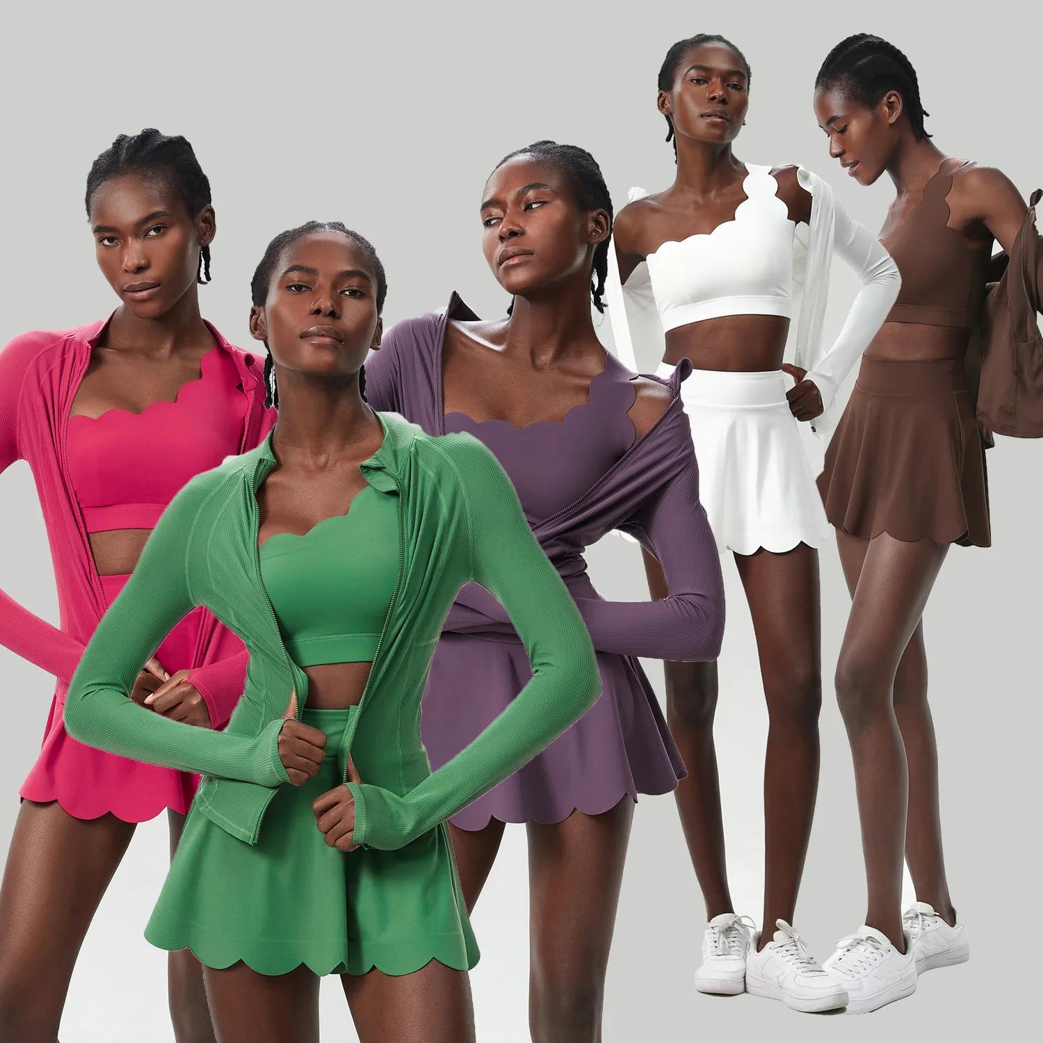 Ensemble de 3 pièces de fitness et de yoga pour femme, vêtements d'entraînement, jupe de tennis, res