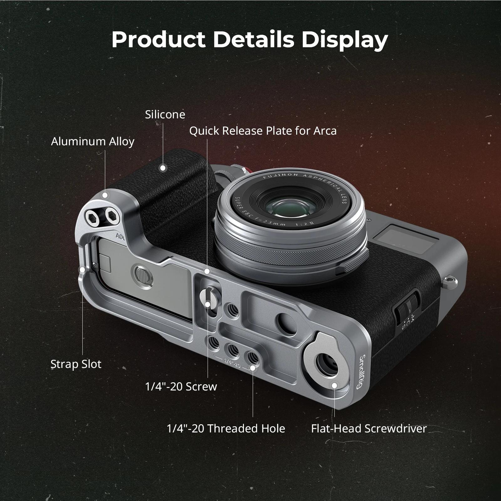 Poignée en forme de L SmallRig pour FUJIFILM X100VI / X100V, avec plaque à dégagement rapide Arca-Sw