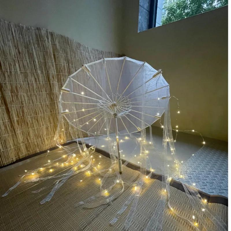 LED chinois japon fil huilé papier soie tissu parapluie Costume ancienne princesse parapluie drame b