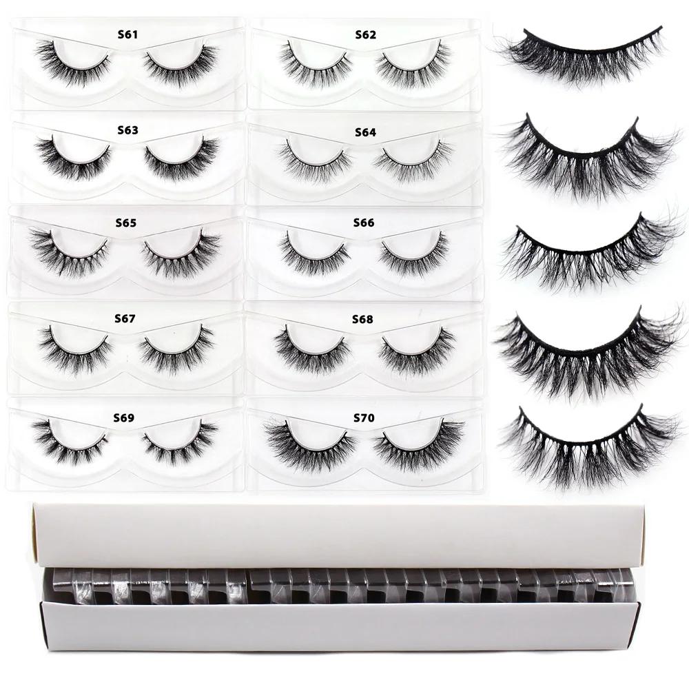30/60/100 paires de cils de vison sans boîte cils de vison 3D courts faux cils de vison naturel en v