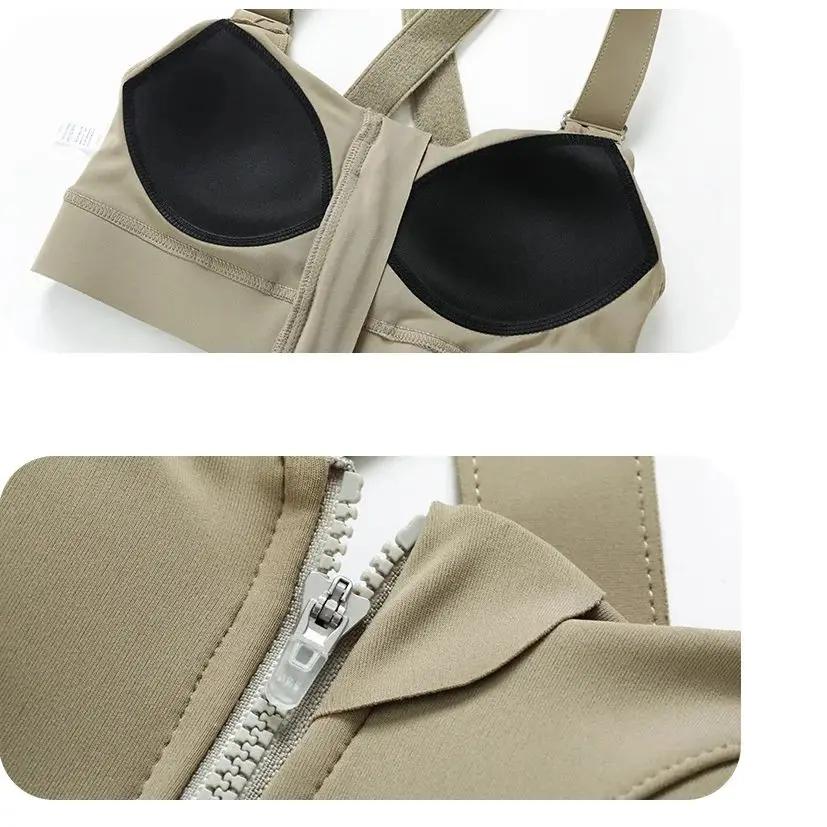 Soutien-gorge de sport femme - Brassière athlétique à fermeture frontale réglable antichoc