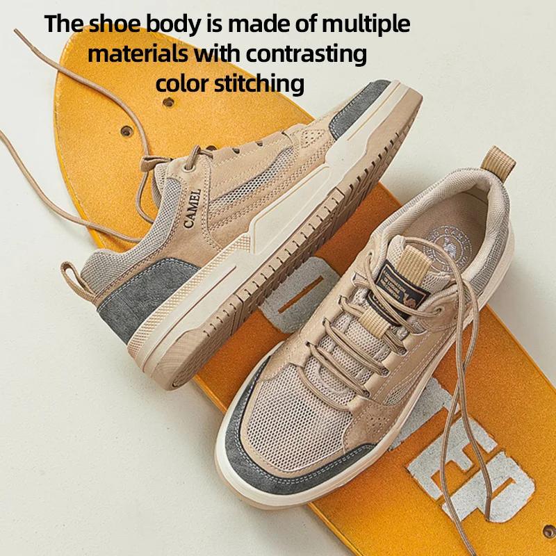 GOLDEN CAMEL Chaussures pour hommes, style rétro, pour le skateboard, rehaussantes, basses, de sport