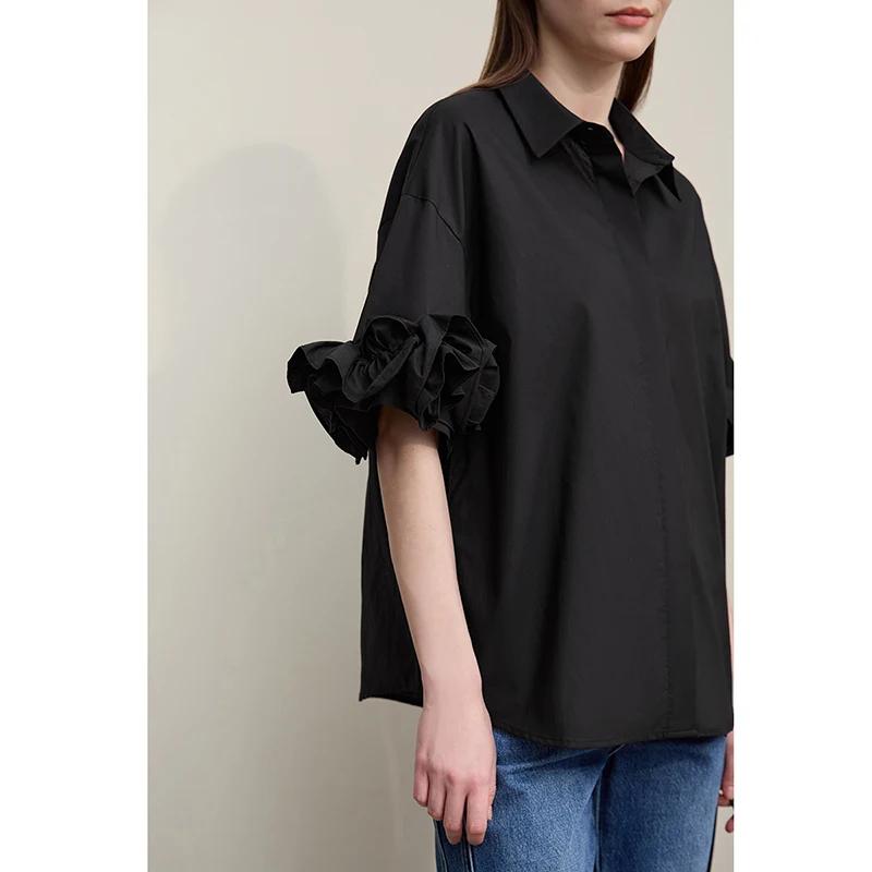 Chemisier Amii en coton pour femme, nouvelle collection été 2026, col à revers, épaules tombantes, c