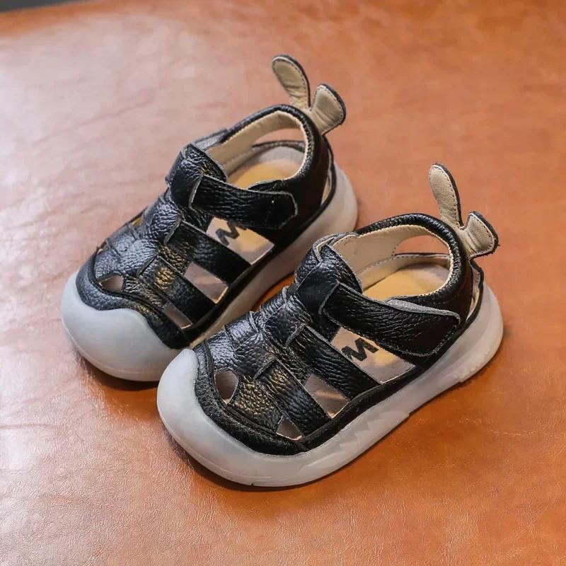 Sandales d'été en cuir véritable pour bébés filles et garçons, chaussures d'école à l'offre elles so