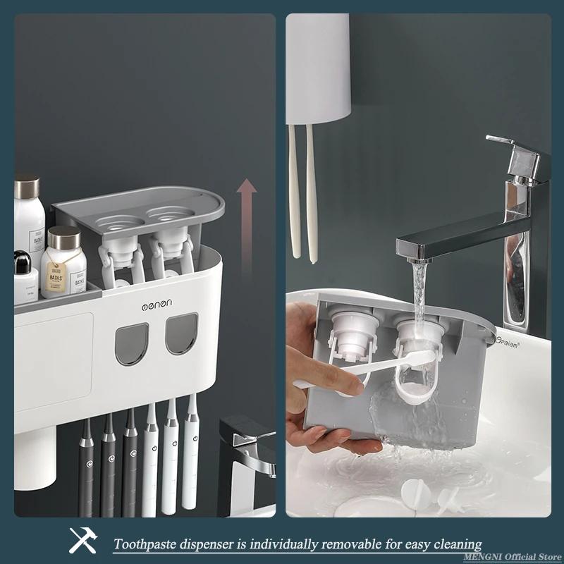 MENGNI-support de brosse à dents à Adsorption magnétique inversée, presse-dentifrice automatique mur