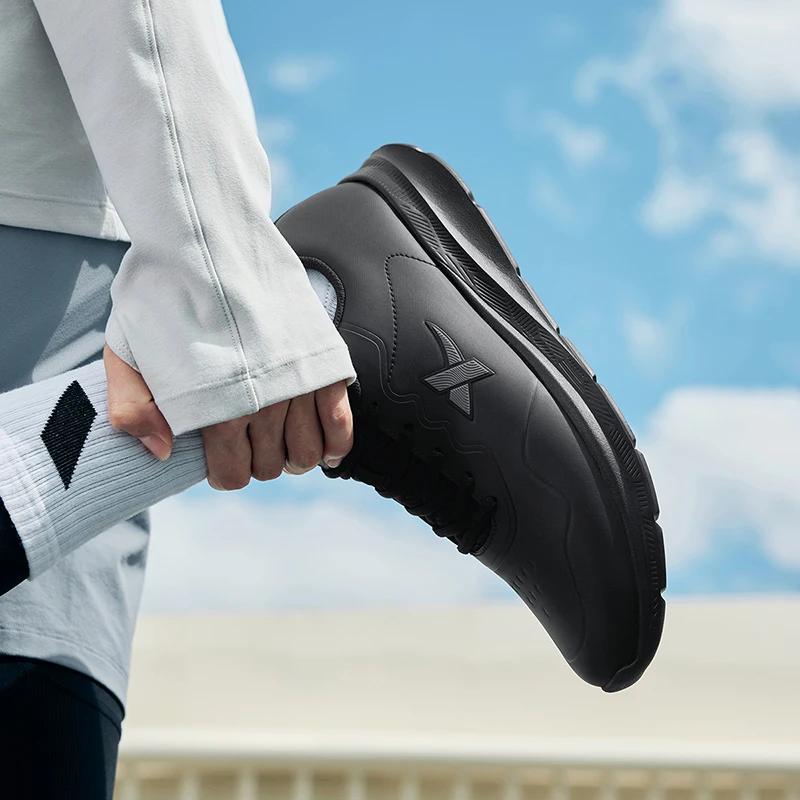 Xtep chaussures de course pour hommes hiver en cuir chaussures de sport imperméables amorti résistan