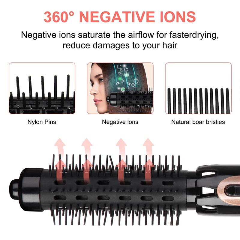 Ensemble de brosses sèche-cheveux multifonctions à air chaud, peigne boucleur, têtes de brosse inter
