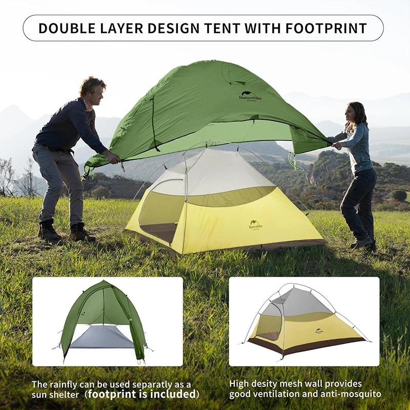 Natureifa-Tente de camping ultralégère Cloud Up 1 2 3 , double couche, étanche, pour randonnée en pl