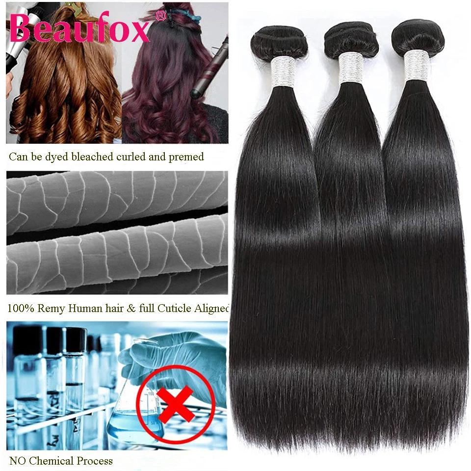 Beautorch-Tissage en lot indien naturel Remy lisse 32 pouces, extensions de cheveux humains, noir de