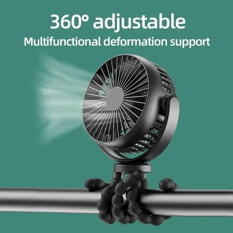 Nouveau 5200 mah multi-fonctionnel poussette Mini ventilateur Portable USB charge petit ventilateur 