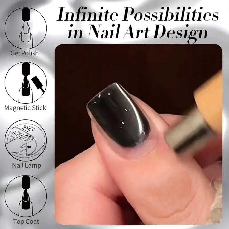 1-24 pièces WS Style japonais verre noir chat Gel magnétique vernis à ongles Nail Art manucure Varni