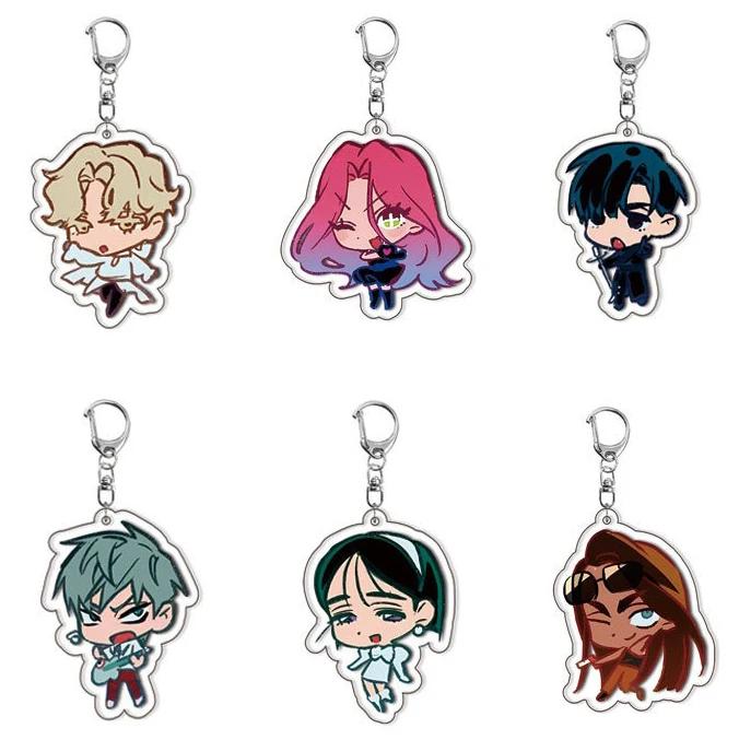 6 pièces/ensemble Anime Alien scène porte-clés homme porte-clés pour accessoires mignon sac pendenti