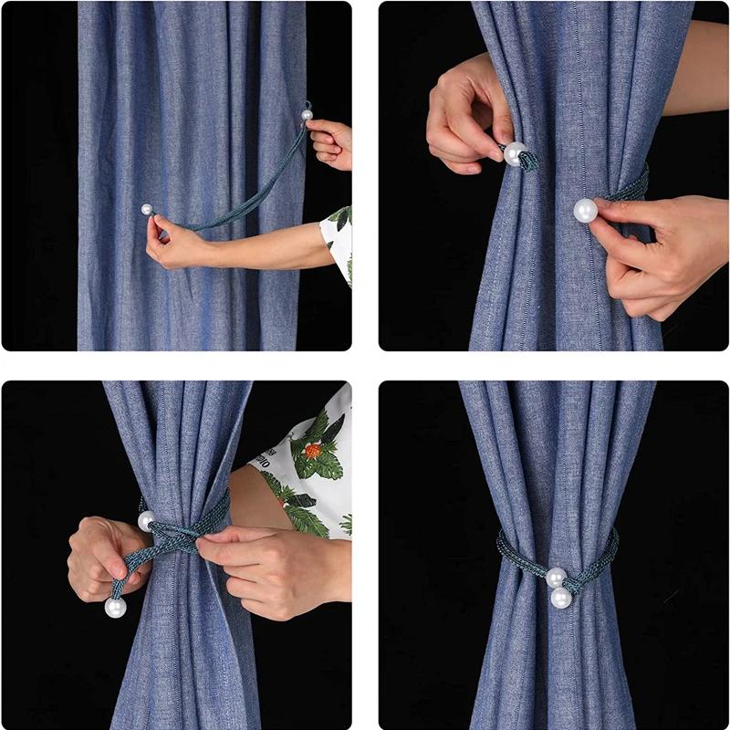 Nouveau 2/1 pièces petite perle rideau pince porte-rideau cravate boucle Clips suspendus boule boucl