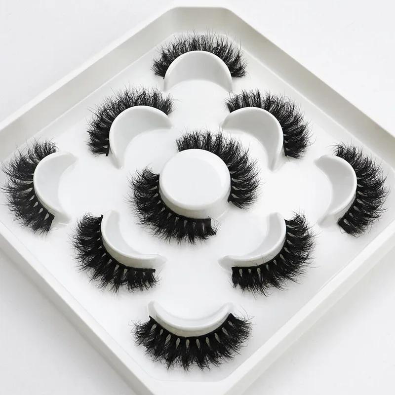 Nouveau 5 paires 15-25mm 3D cils de vison en gros faux cils naturels, Extension de cils en gros en v