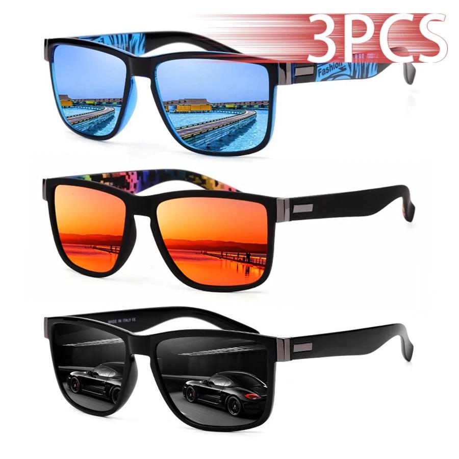 Lunettes de soleil carrées classiques UV400 pour hommes et femmes, 3 pièces, pour la conduite, la pê