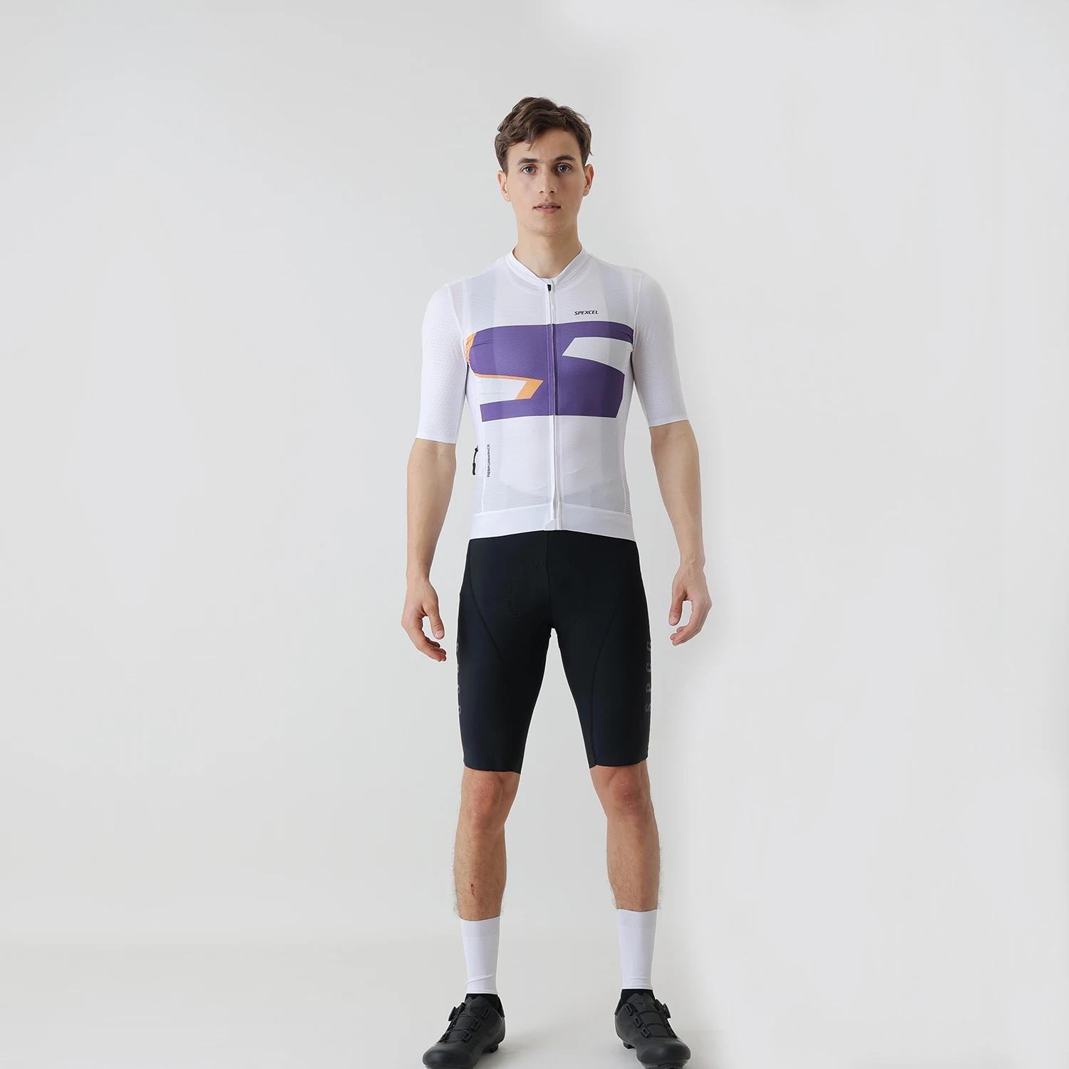 SPEXCEL-Maillot de Cyclisme PRO à Manches Courtes, Adapté à la Course Italienne, Tissu observateur e